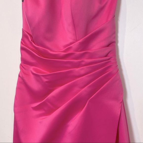 Mori Lee By Madeline Gardner Satin A-Line Prom Formal Bridesmaid Maxi Dress - Picture 5 of 11